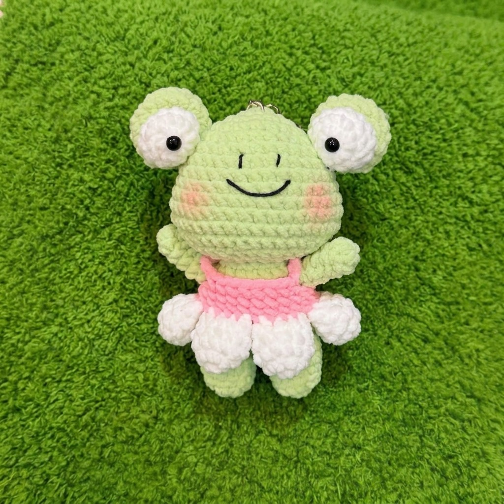 Dancing Frog Crochet Keychain