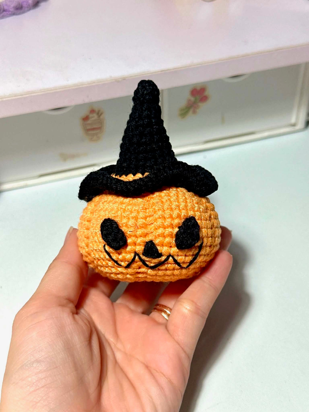 Pumpkin Halloween Crochet Keychain