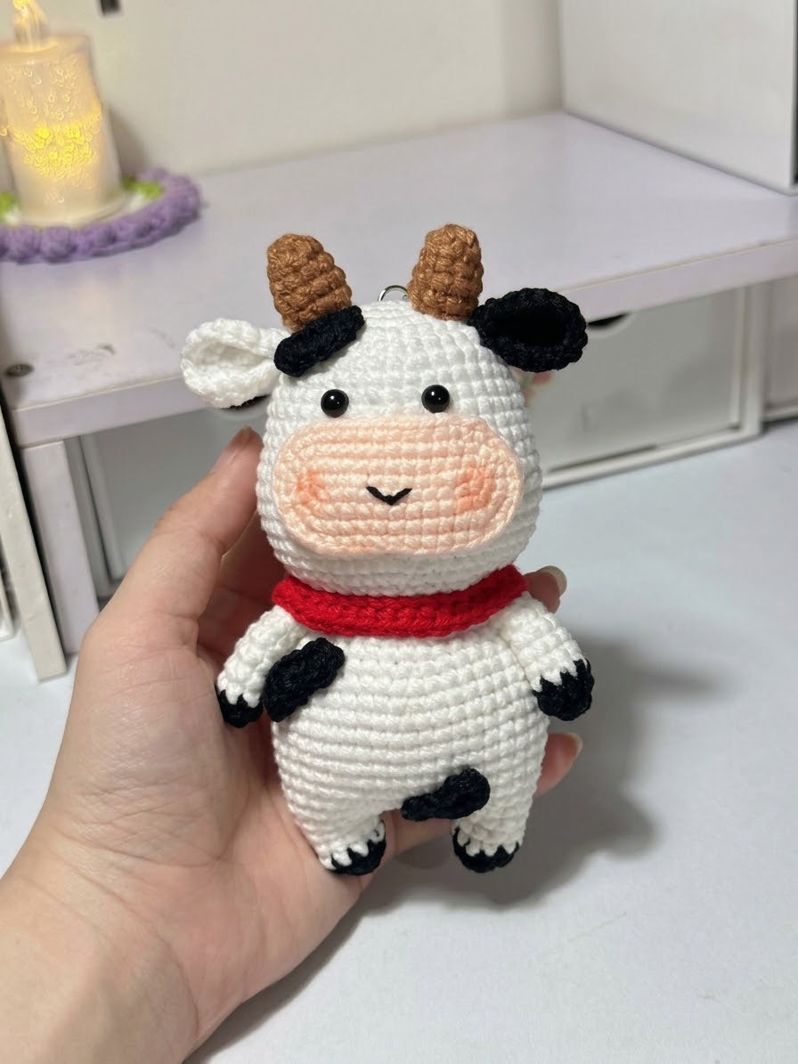 Cow Crochet Keychain