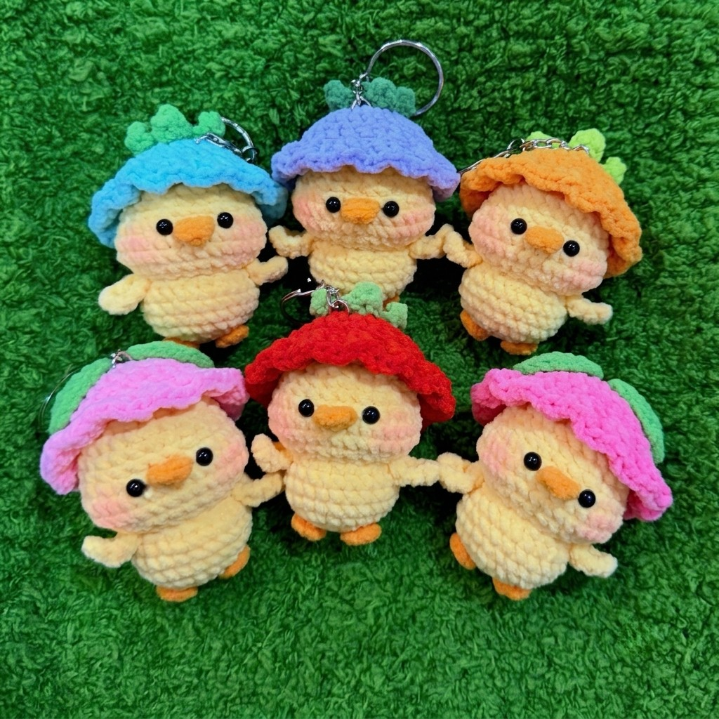 Chick Crochet Keychain