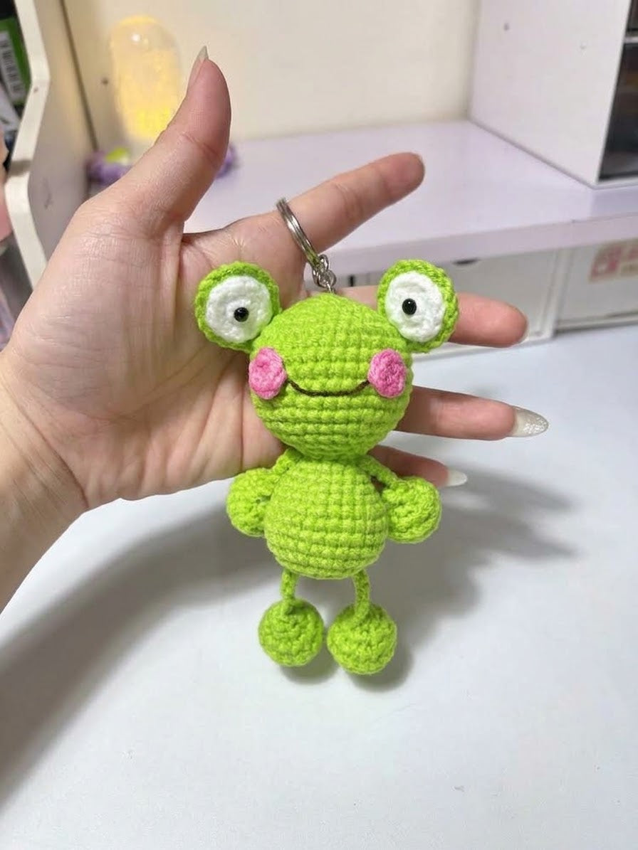Smiling Frog Crochet Keychain