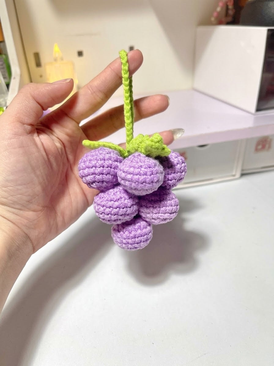 Purple Grapes Crochet Keychain
