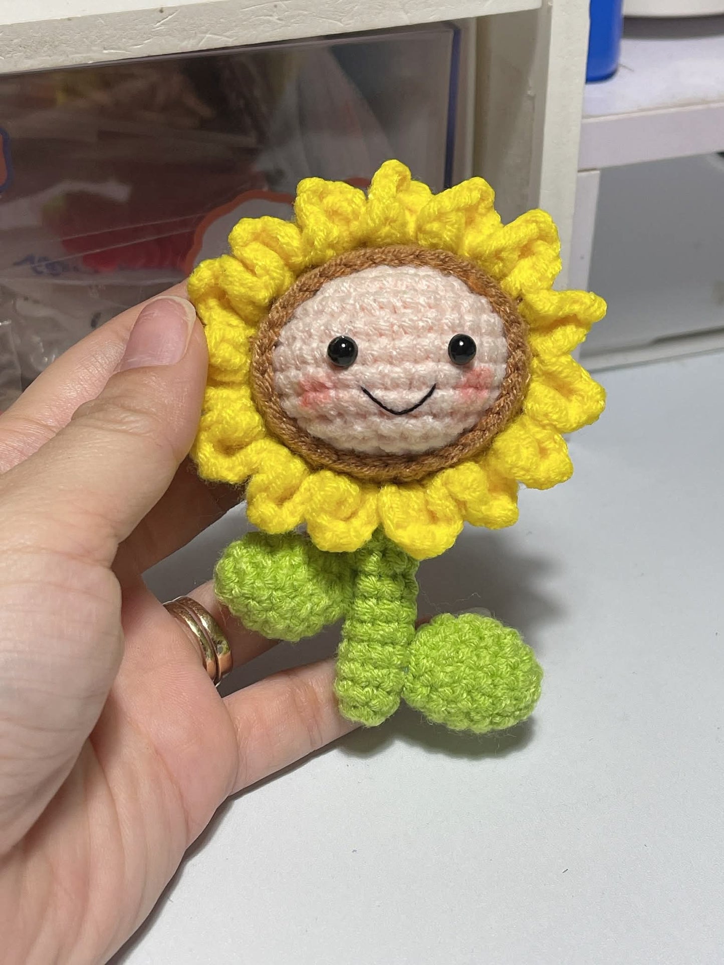 Sunflower Crochet Keychain