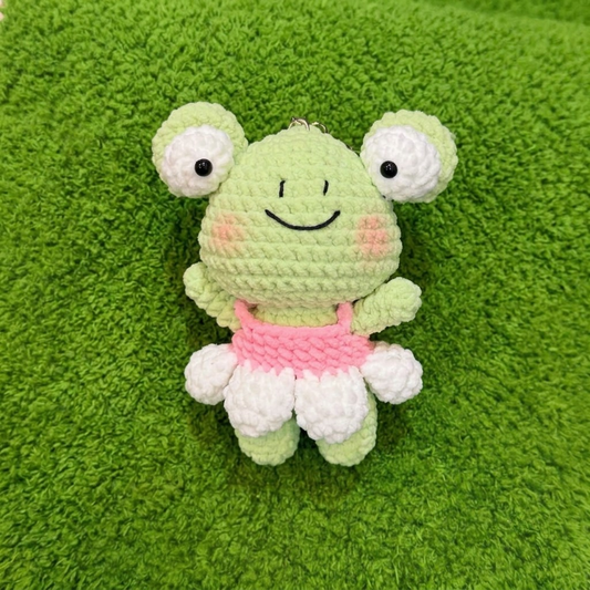 Dancing Frog Crochet Keychain