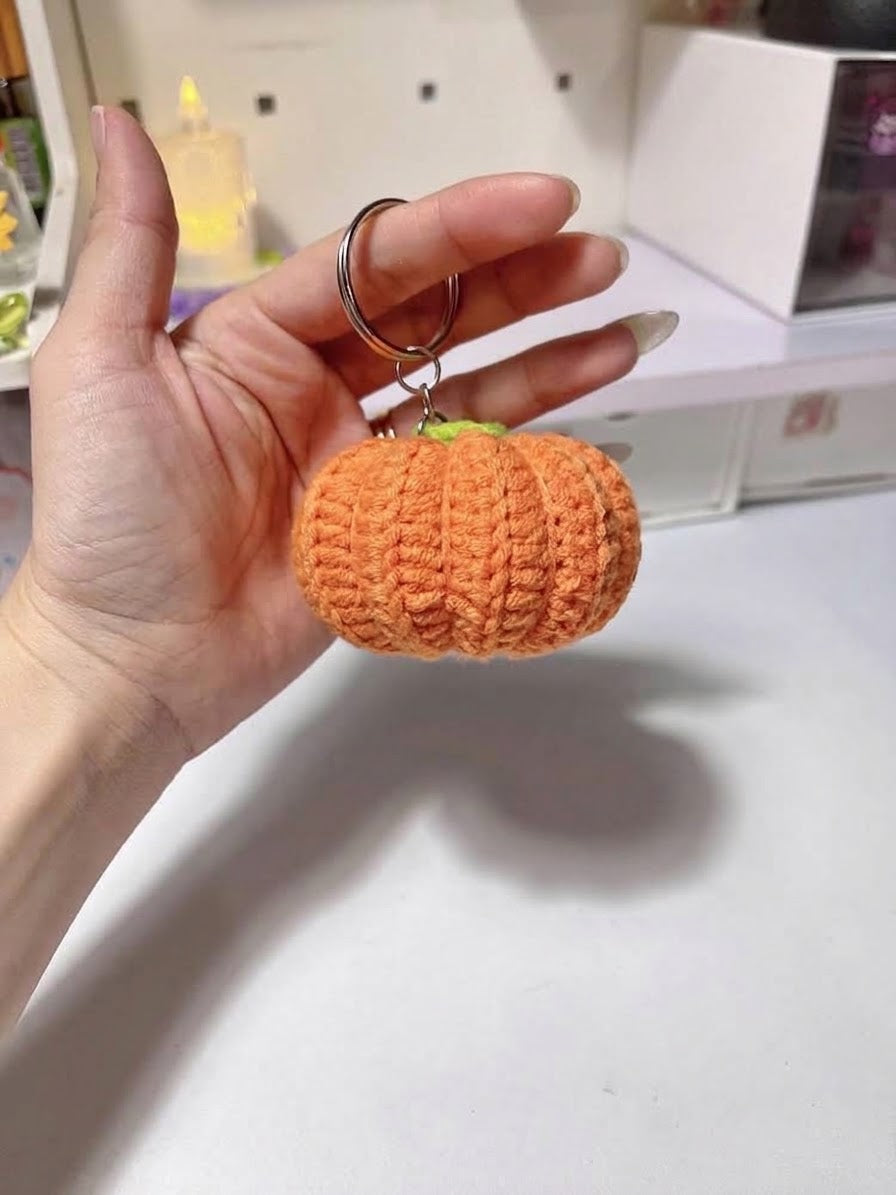 Pumpkin Crochet Keychain