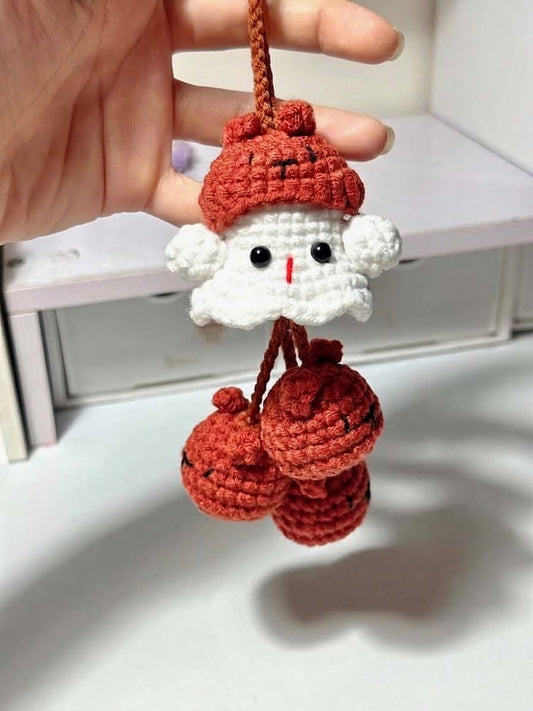 Ghost Wearing a Bear Hat Crochet Keychain