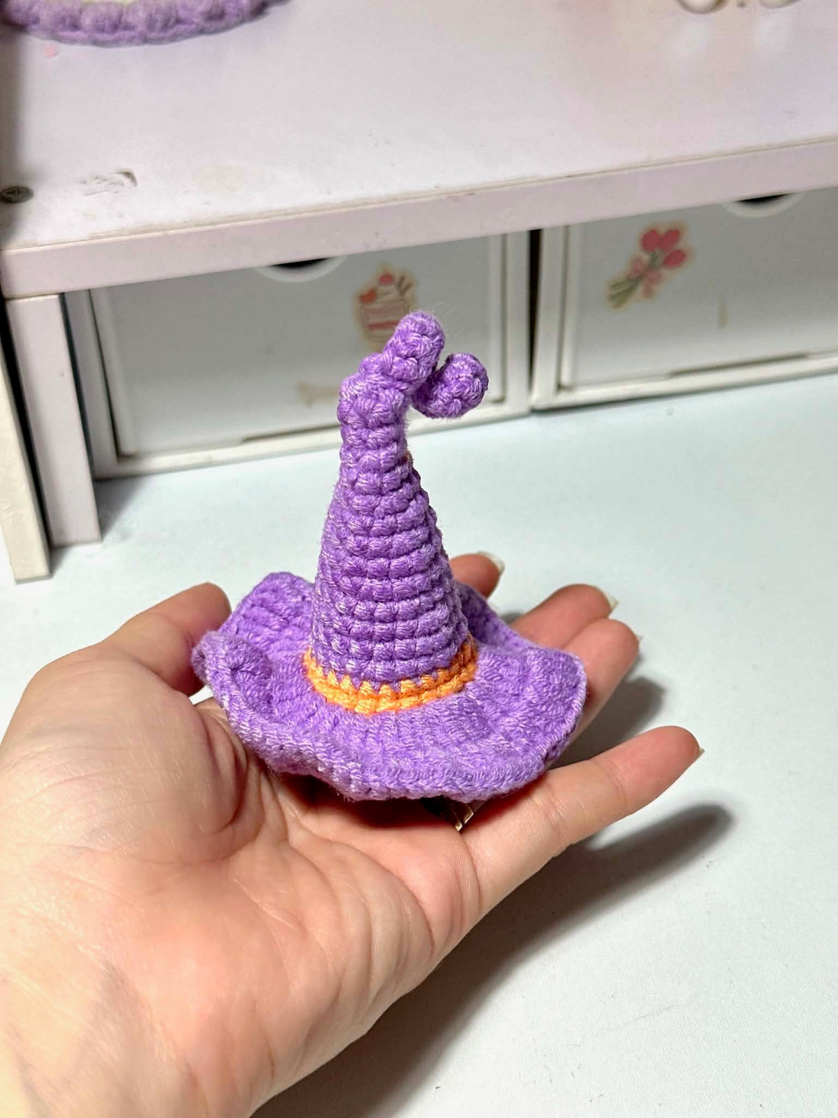 Purple Witch Hat Crochet Keychain
