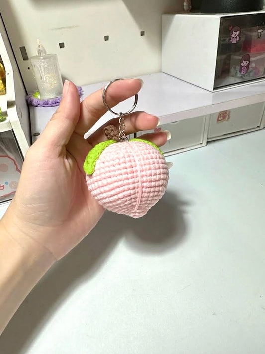Peach Crochet Keychain
