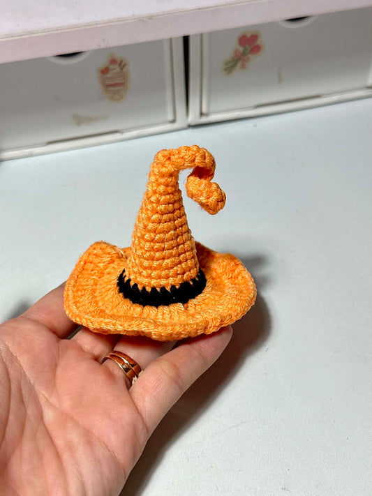 Orange Witch Hat Crochet Keychain