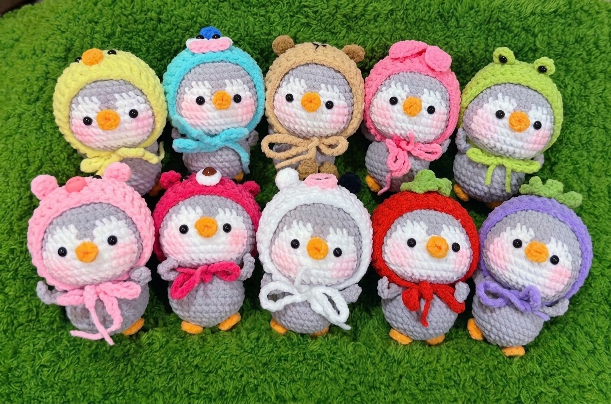Baby Penguin Crochet Keychain